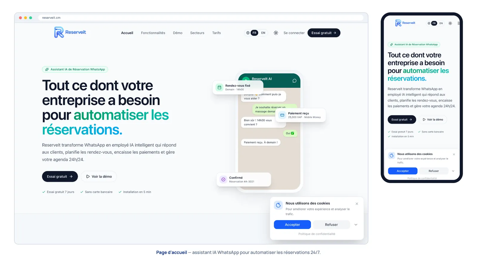 Home page: an AI WhatsApp assistant that automates bookings