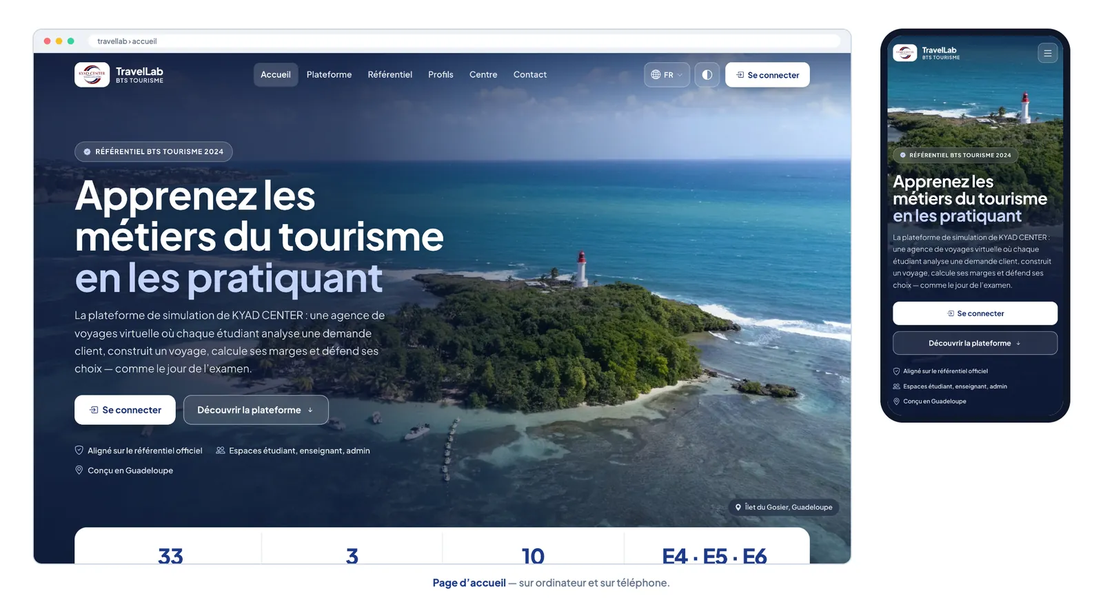 Home page on desktop and mobile